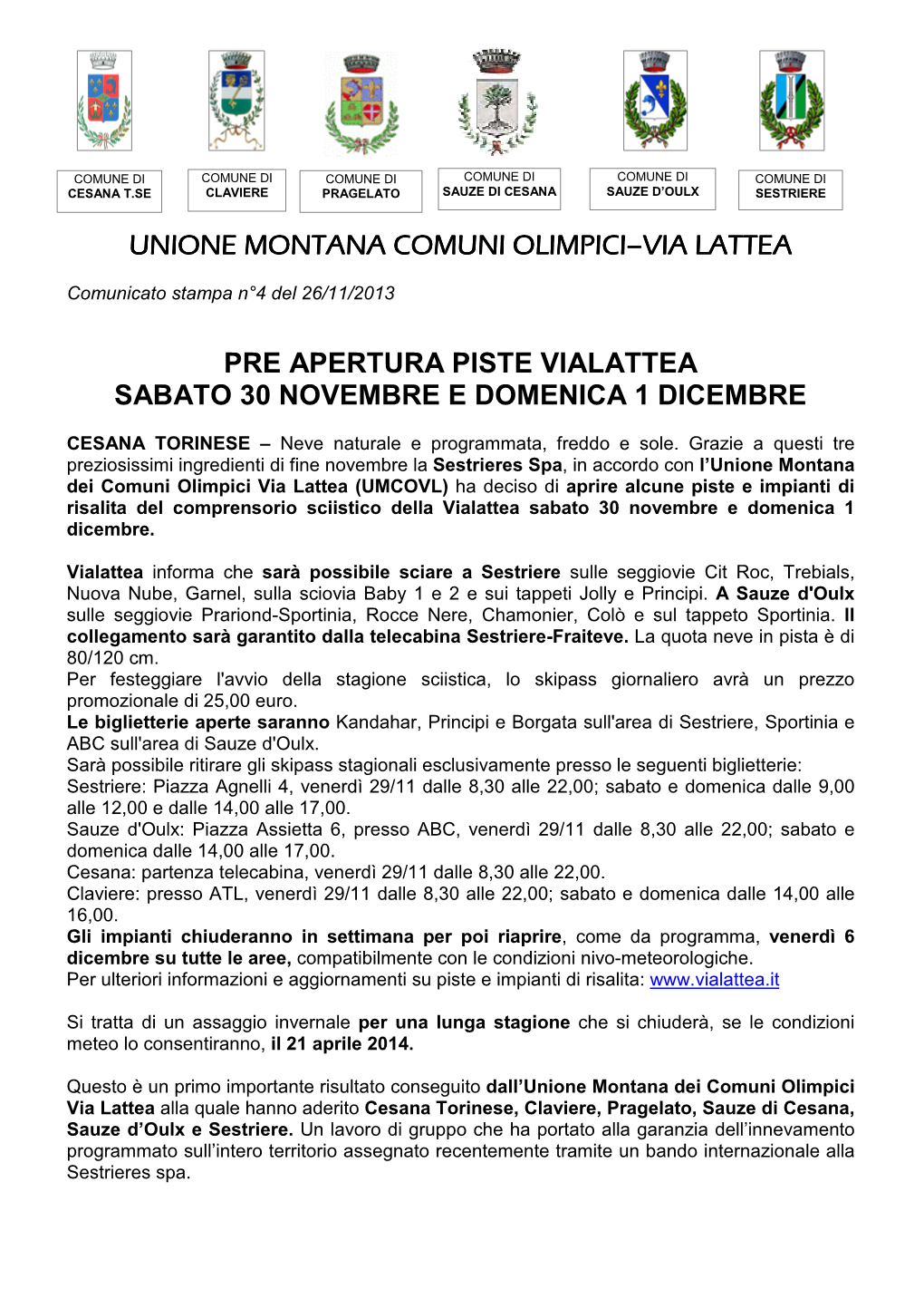 Unione Montana Comuni Olimpici Via Lattea Anteprima