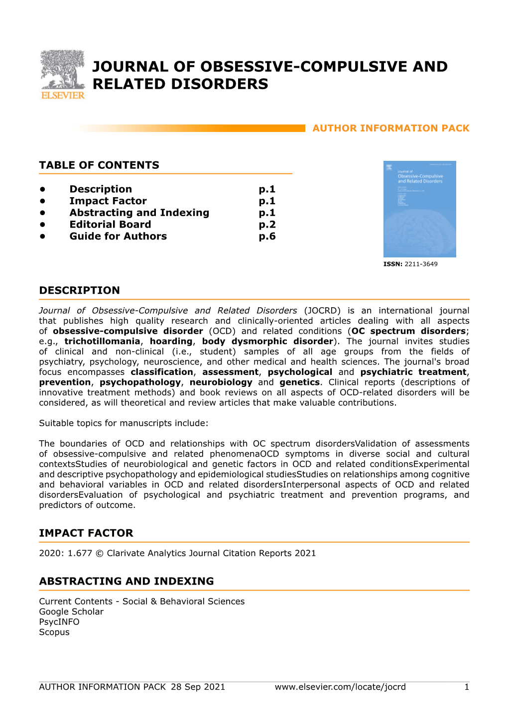 Journal of Obsessive-Compulsive and Related Disorders