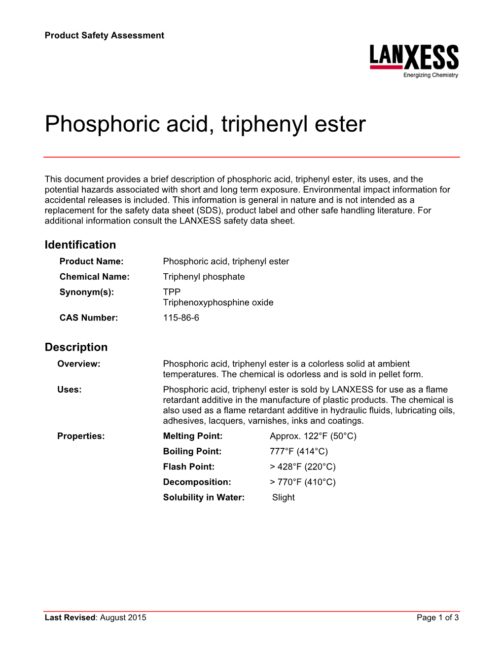 Phosphoric Acid, Triphenyl Ester