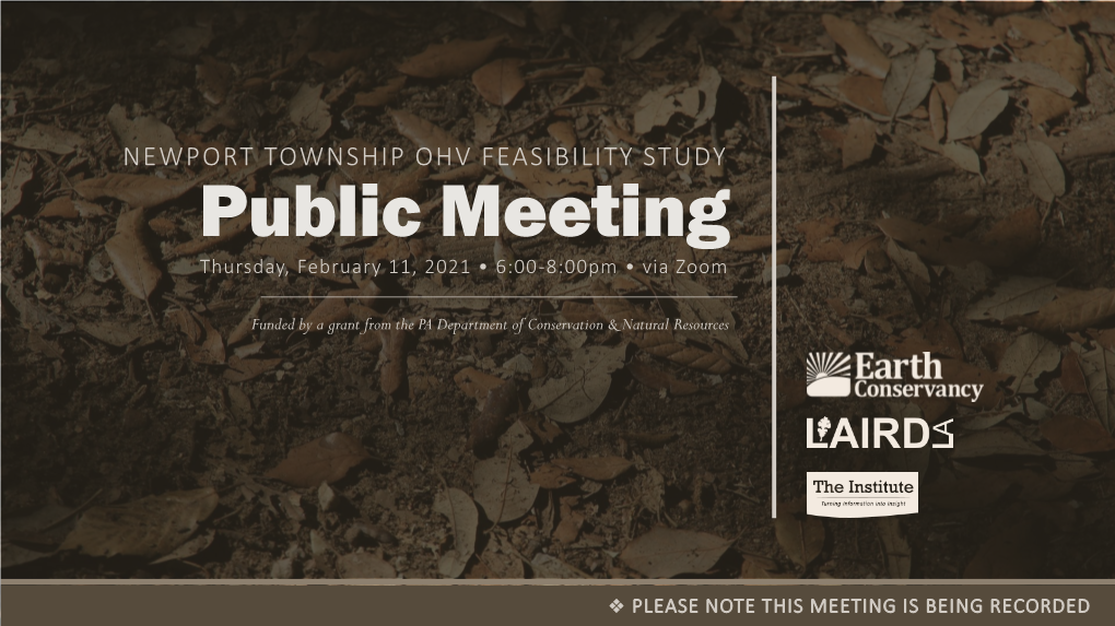 Public Meeting Thursday, February 11, 2021 • 6:00-8:00Pm • Via Zoom