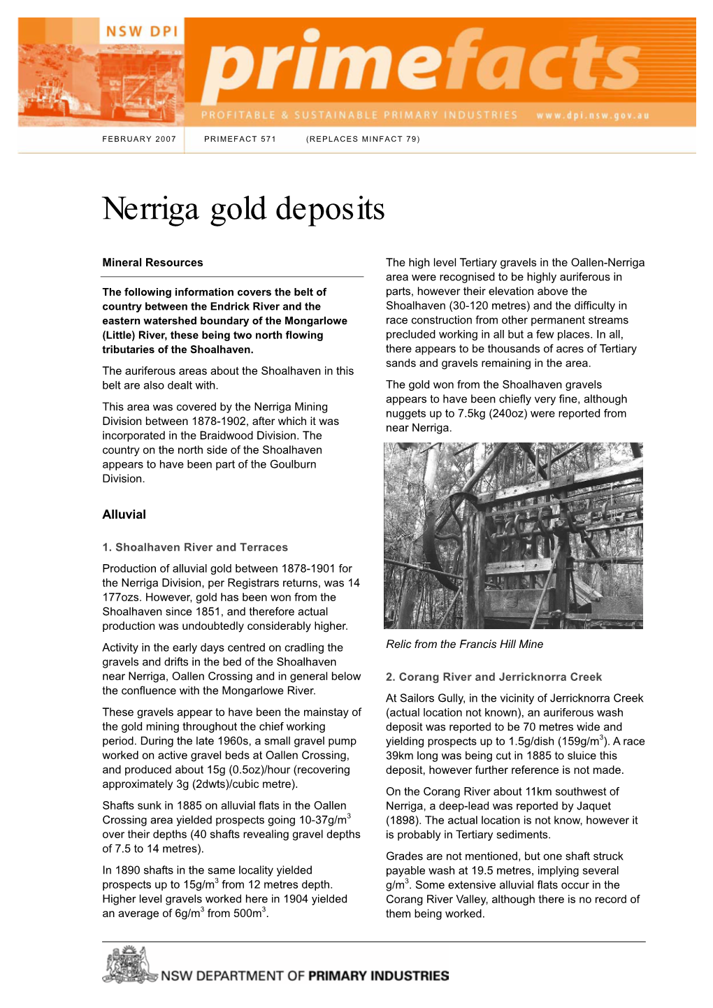 Nerriga Gold Deposits
