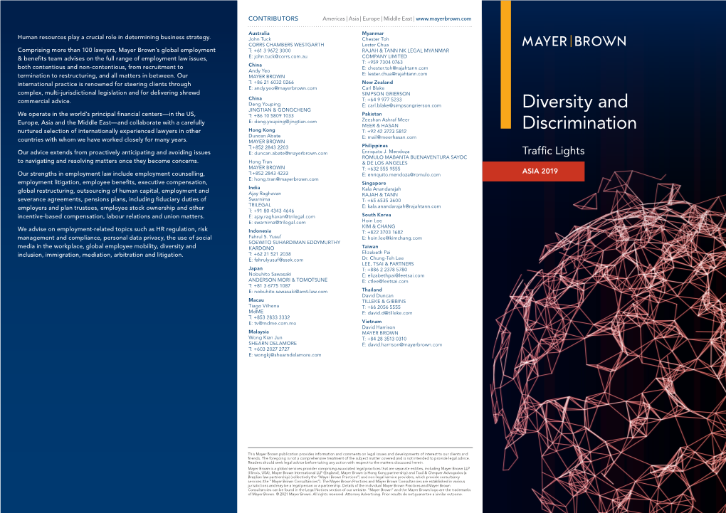 Diversity & Discrimination Traffic Lights: Asia