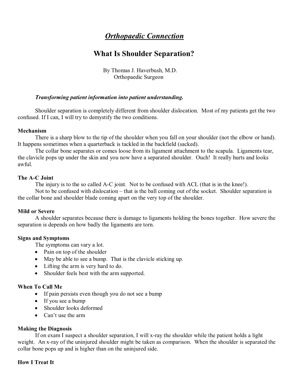 Orthopaedic Connection What Is Shoulder Separation?