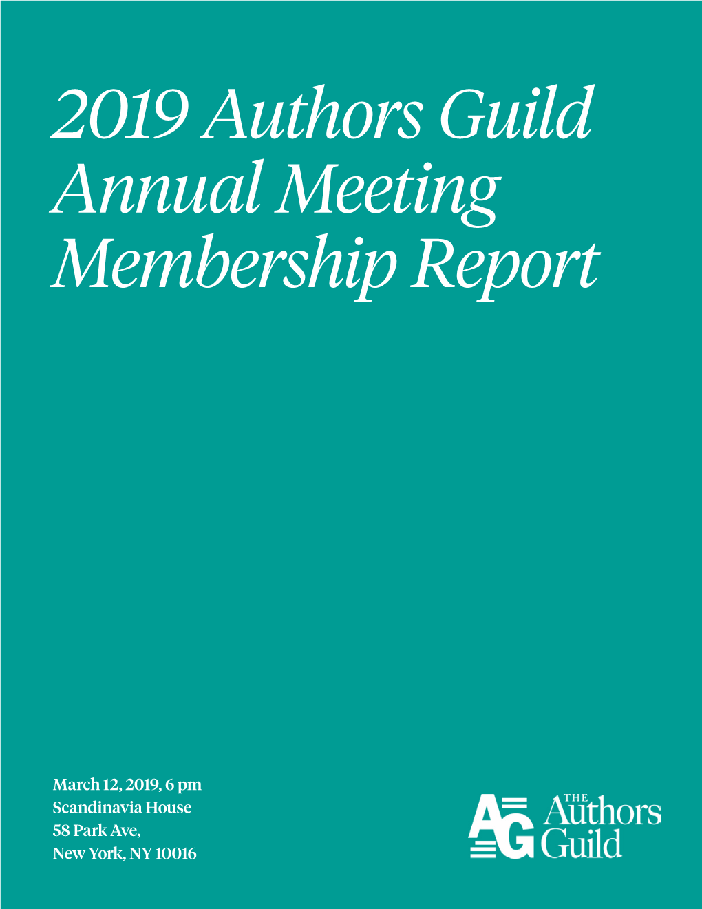 2019 Authors Guild Annual Meeting Membership Report