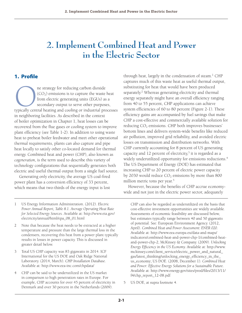 Chapter 2: Implement Combined Heat and Power in the Electric Sector