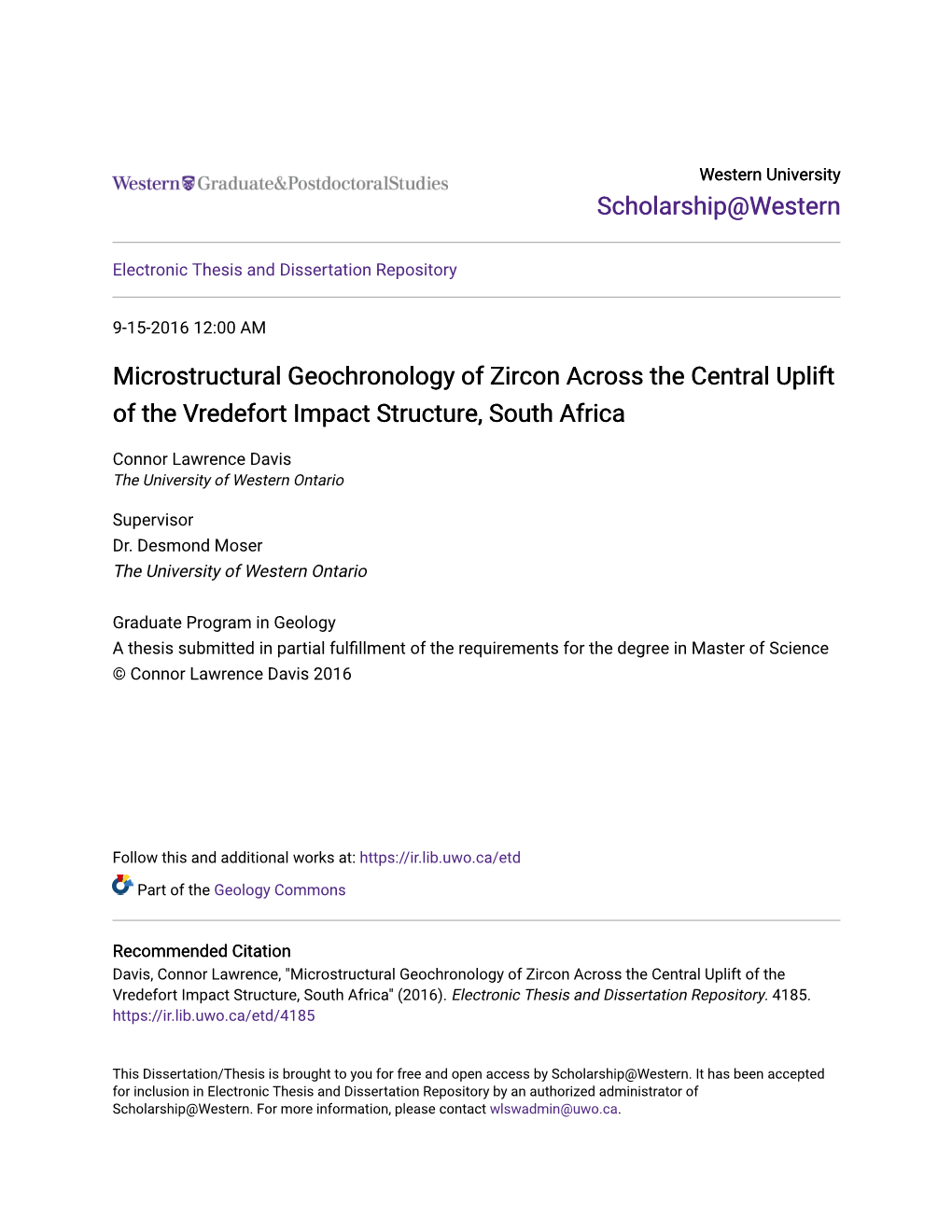 Microstructural Geochronology of Zircon Across the Central Uplift of the Vredefort Impact Structure, South Africa