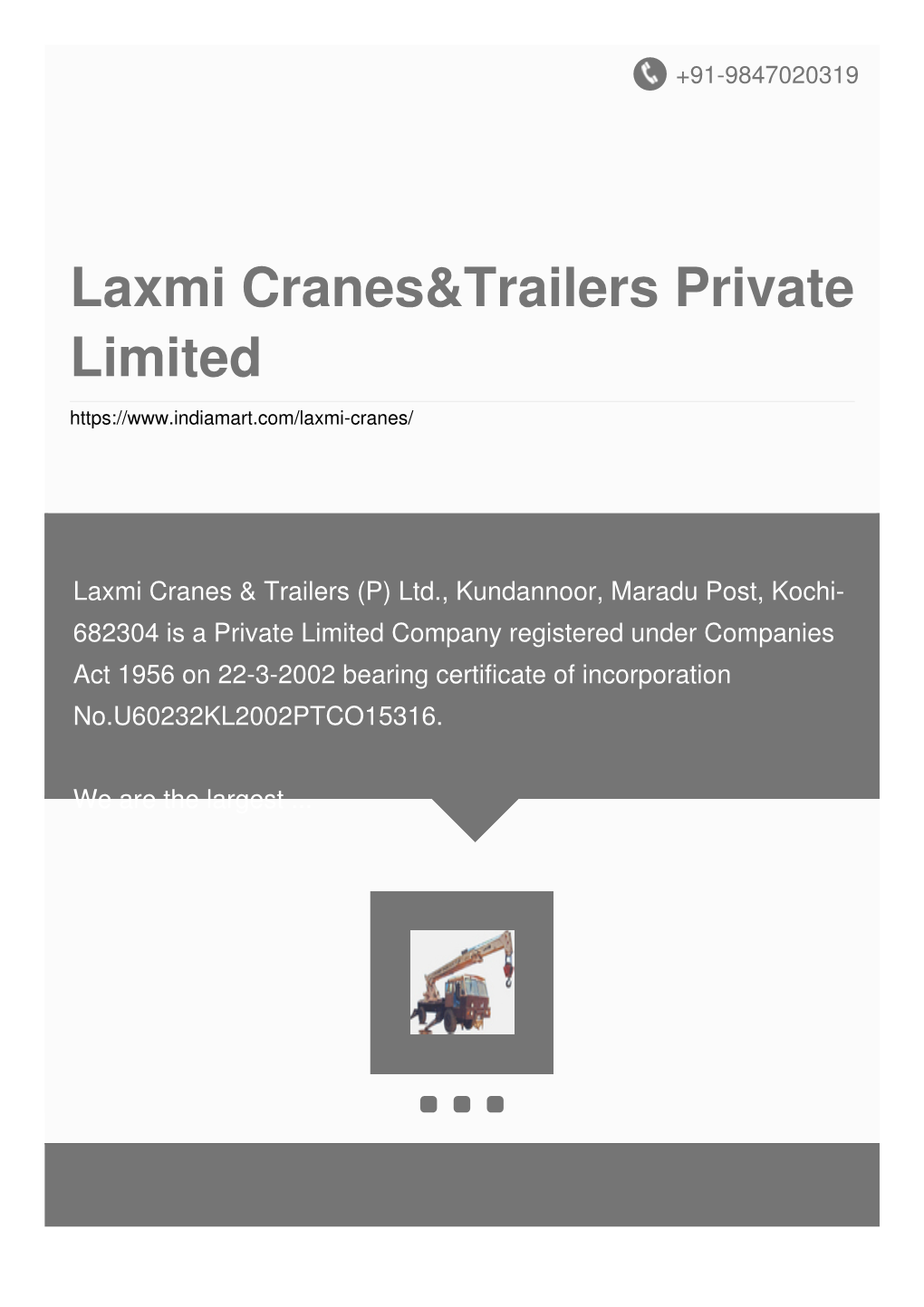 Laxmi Cranes&Trailers Private Limited