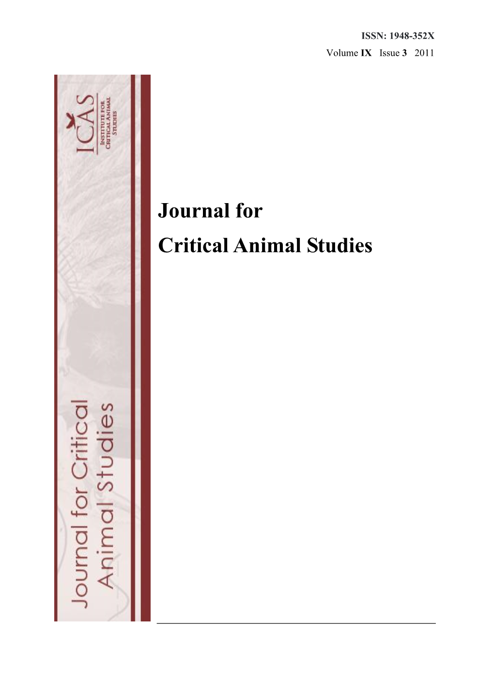 Journal for Critical Animal Studies