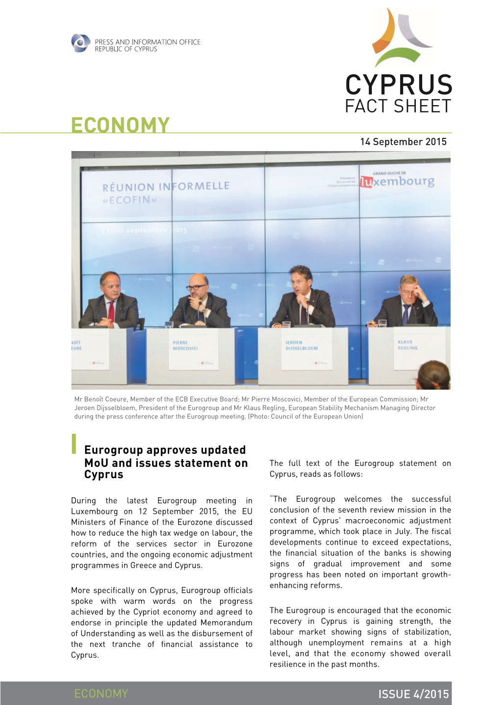 Cyprus Factsheet: Economic Developments 4 September 2015