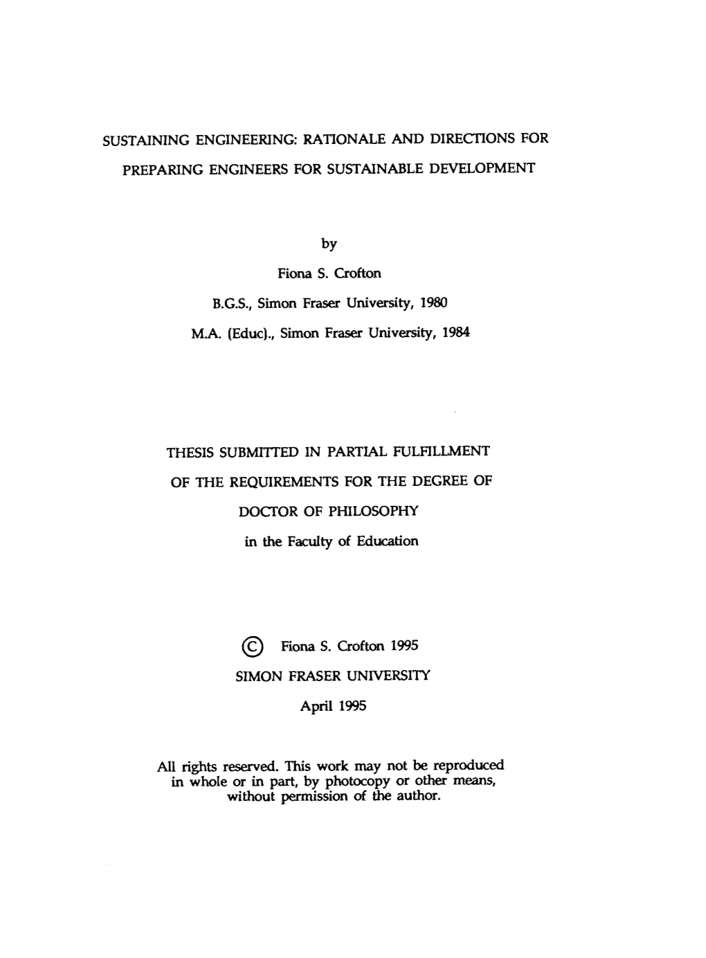 Sustaining Engineering : Rationale and Directions for Preparing