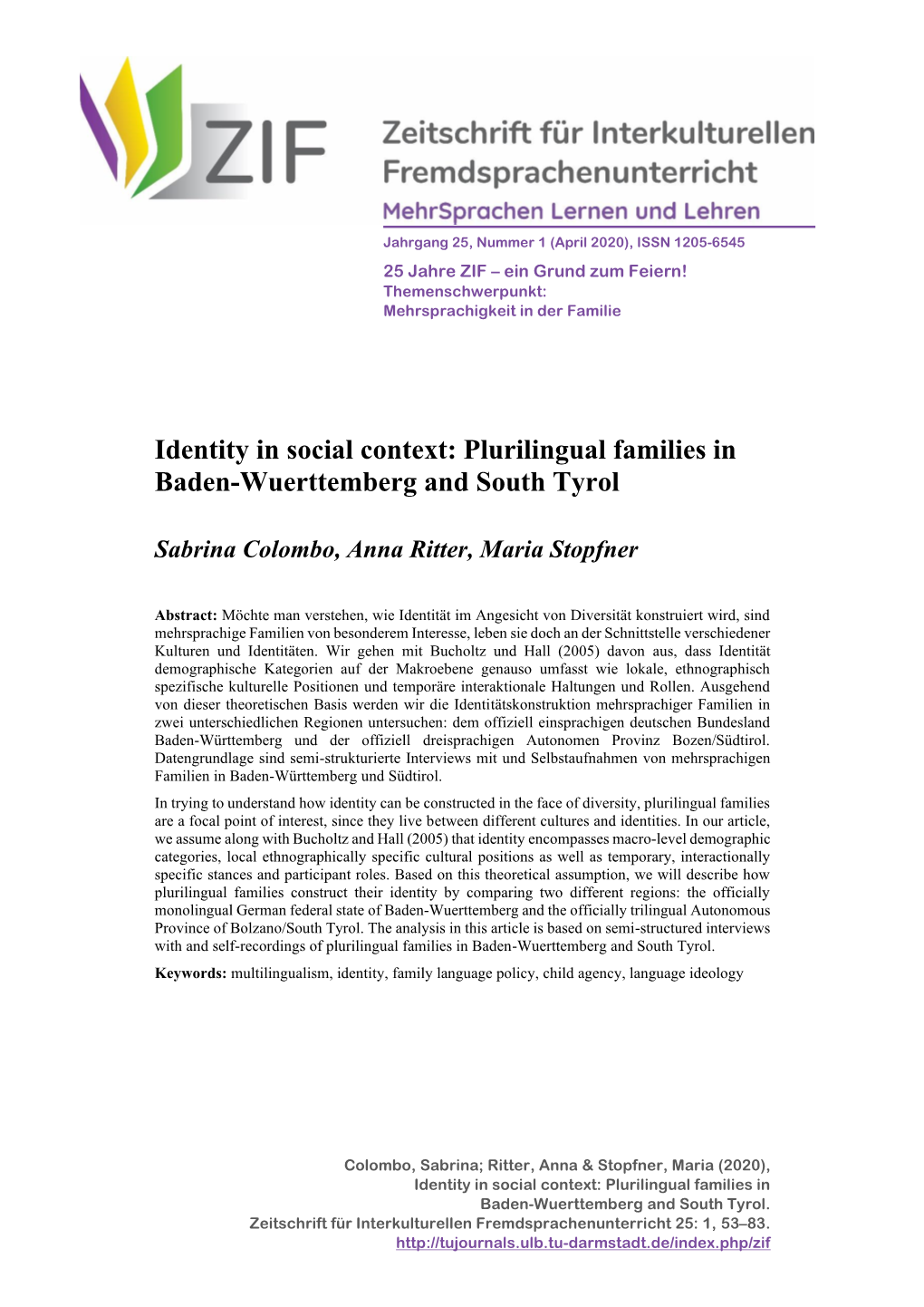 Plurilingual Families in Baden-Wuerttemberg and South Tyrol