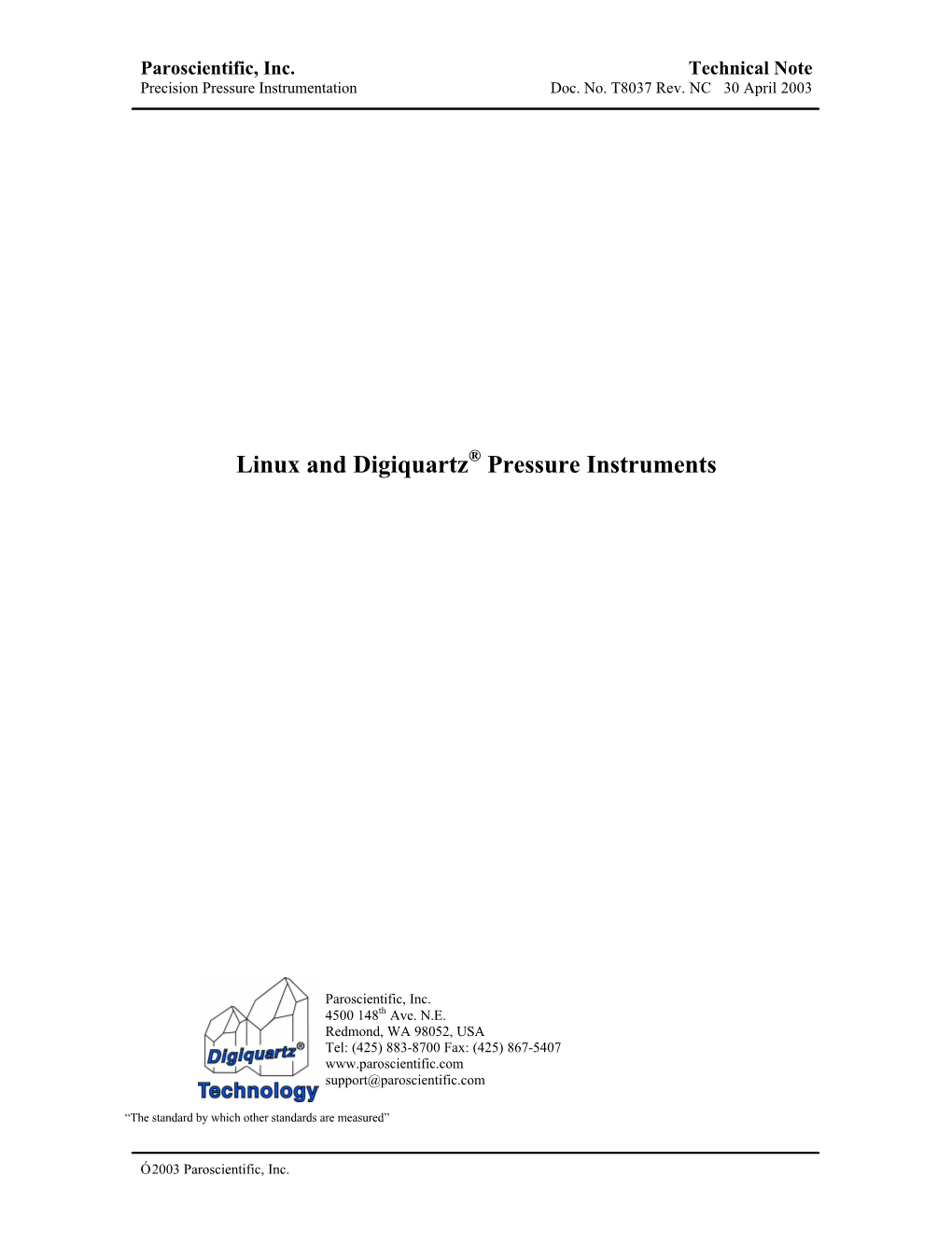 Linux and Digiquartz Pressure Instruments