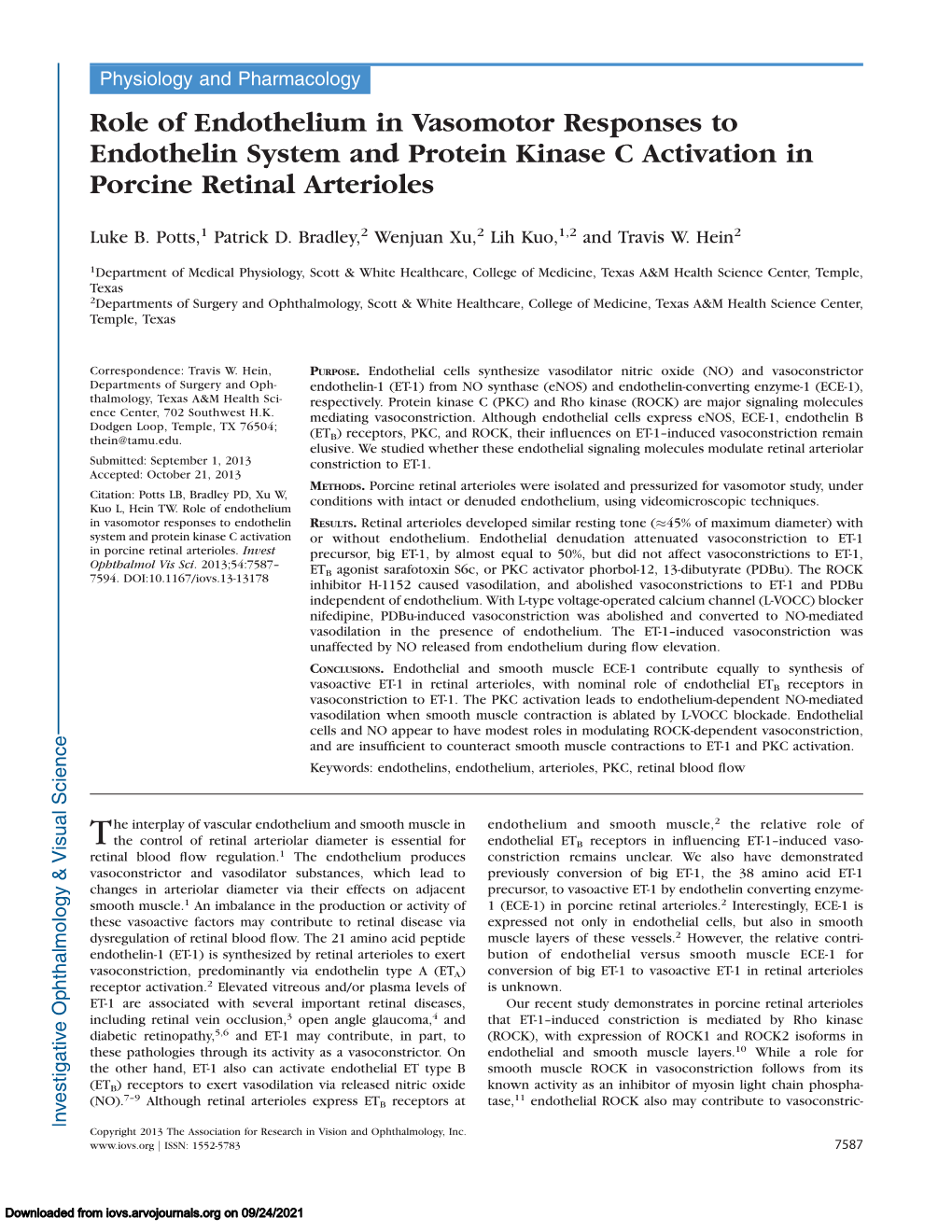 Role of Endothelium in Vasomotor Responses to Endothelin System and Protein Kinase C Activation in Porcine Retinal Arterioles