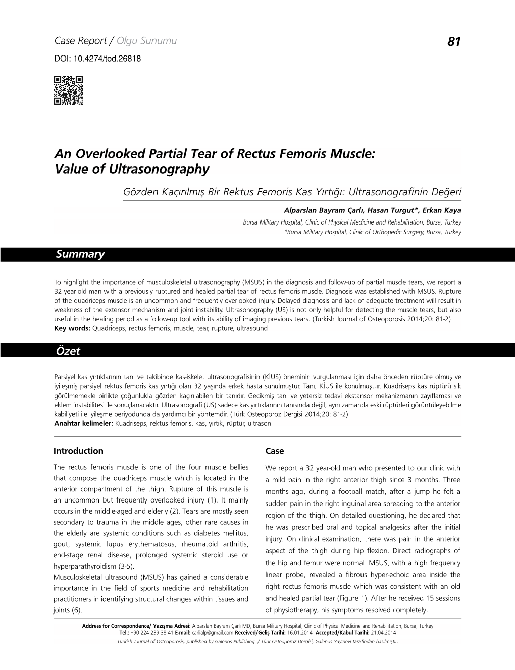 81 an Overlooked Partial Tear of Rectus Femoris