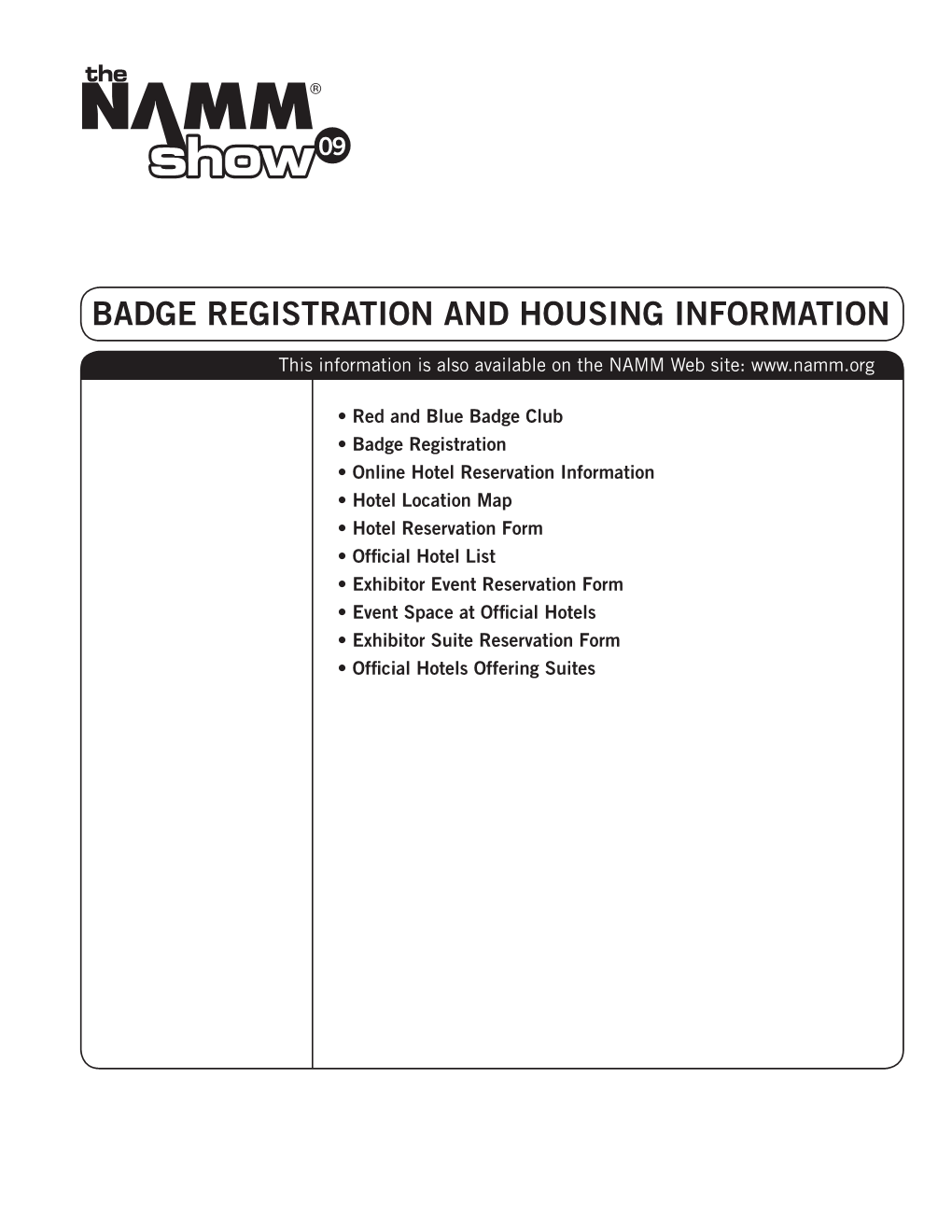 Badge Registration and Housing Information