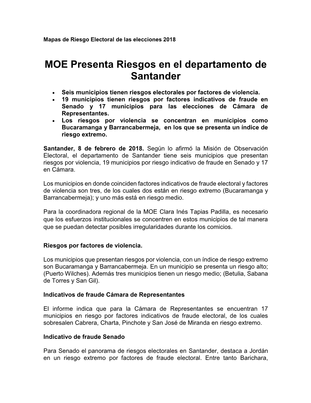 Comunicado Mre Santander