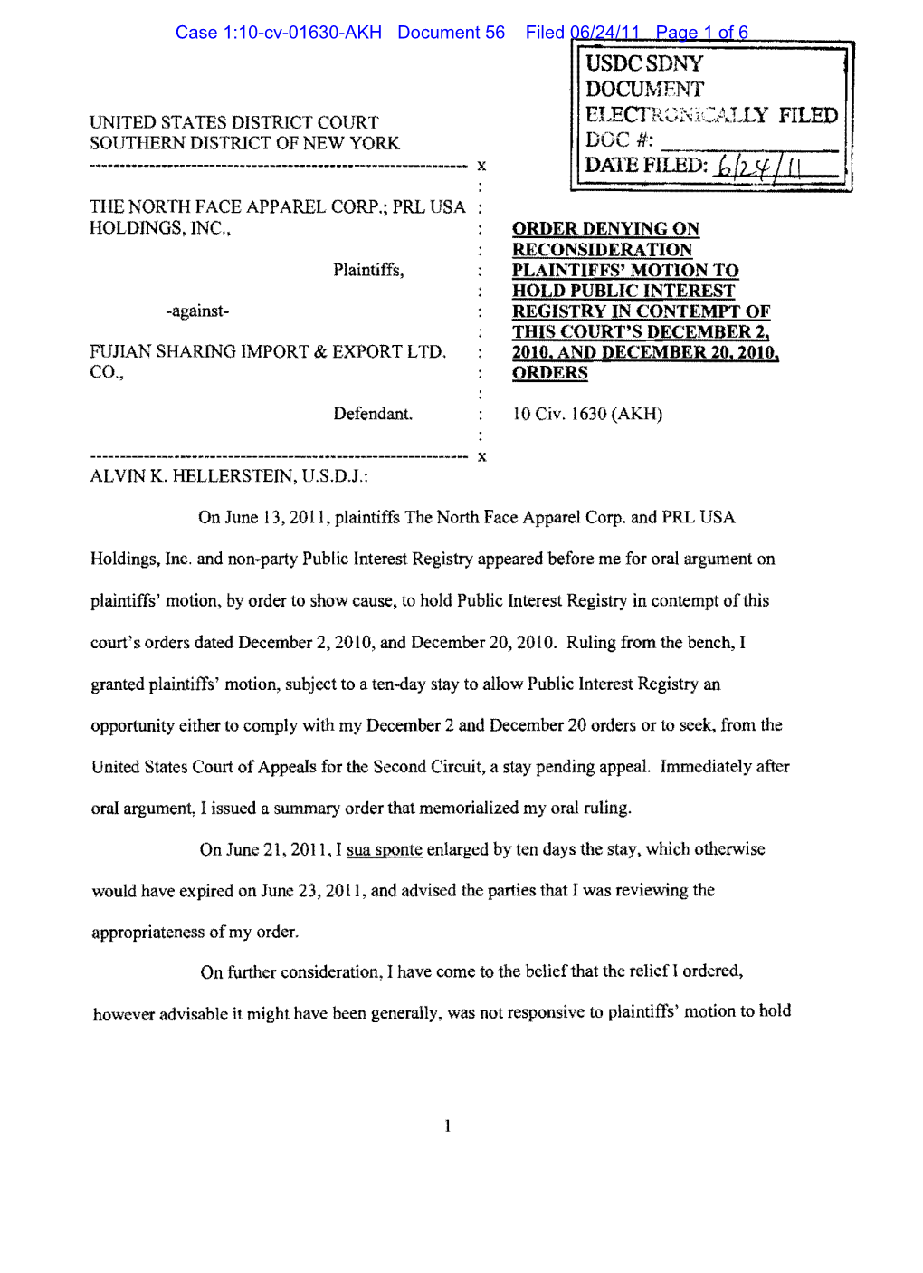 Case 1:10-Cv-01630-AKH Document 56 Filed 06/24/11 Page 1 of 6