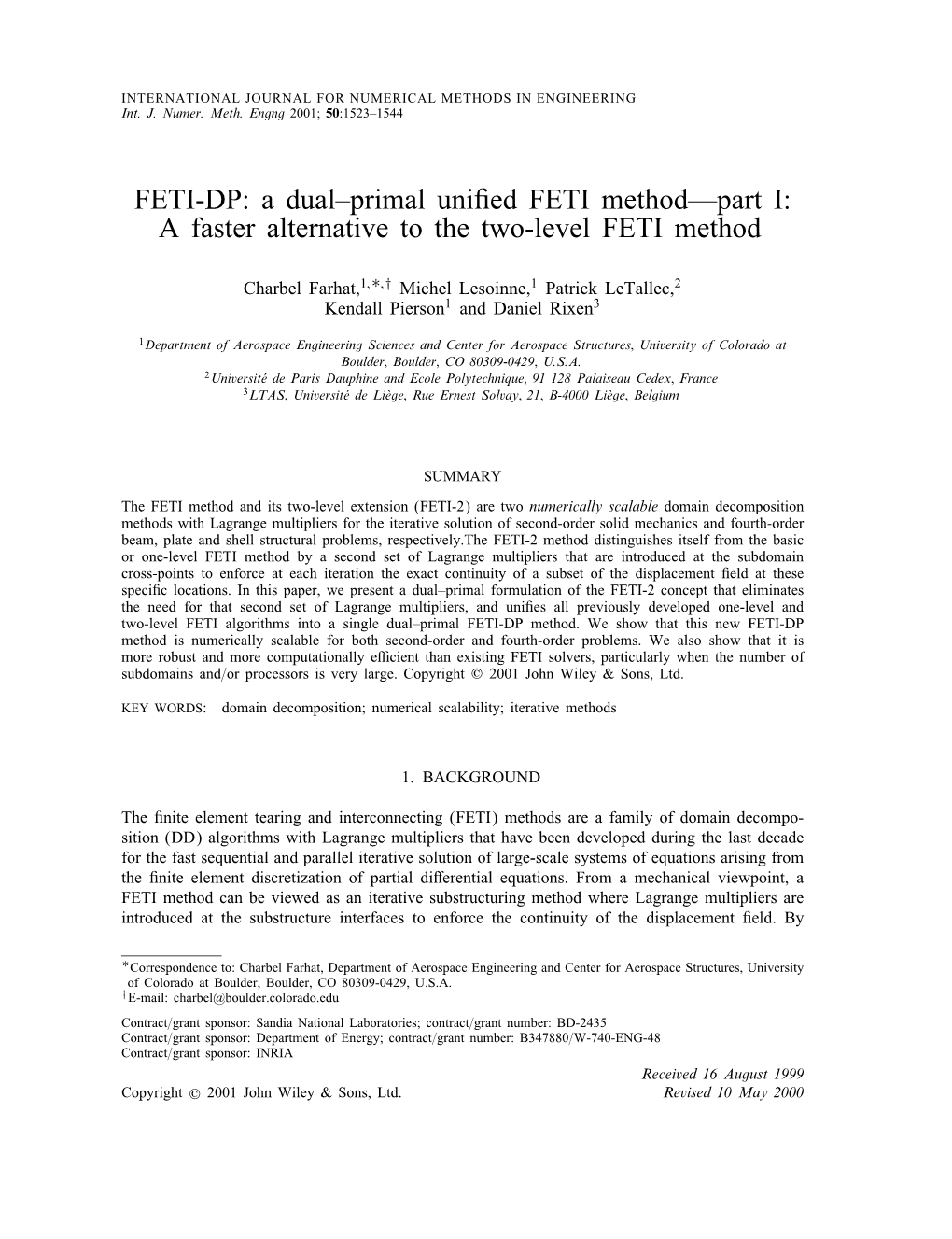 Feti-Dp: a Dual–Primal Unified Feti Method—Part I 1525