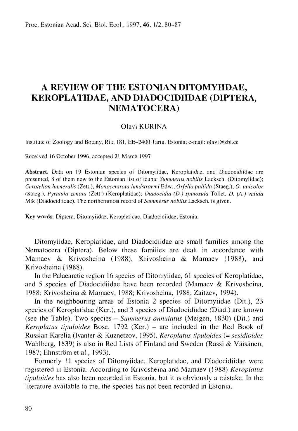 Kurina 1997 Estonian Ditomyii