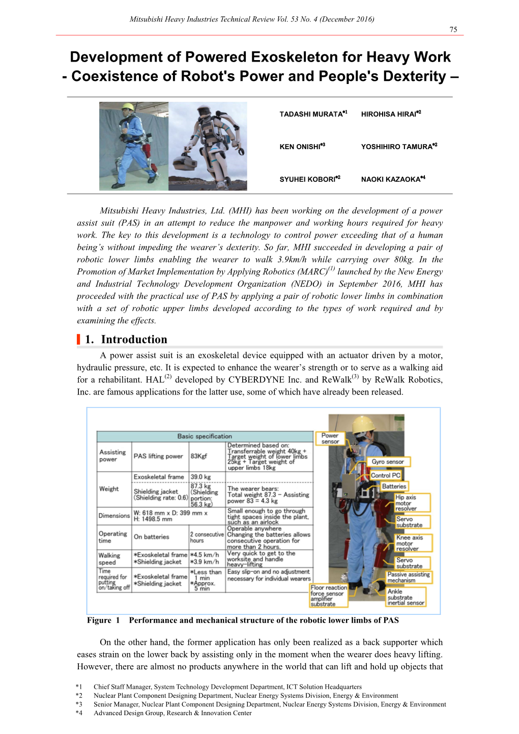 Development of Powered Exoskeleton for Heavy Work&lt;Br&gt;- Coexistence