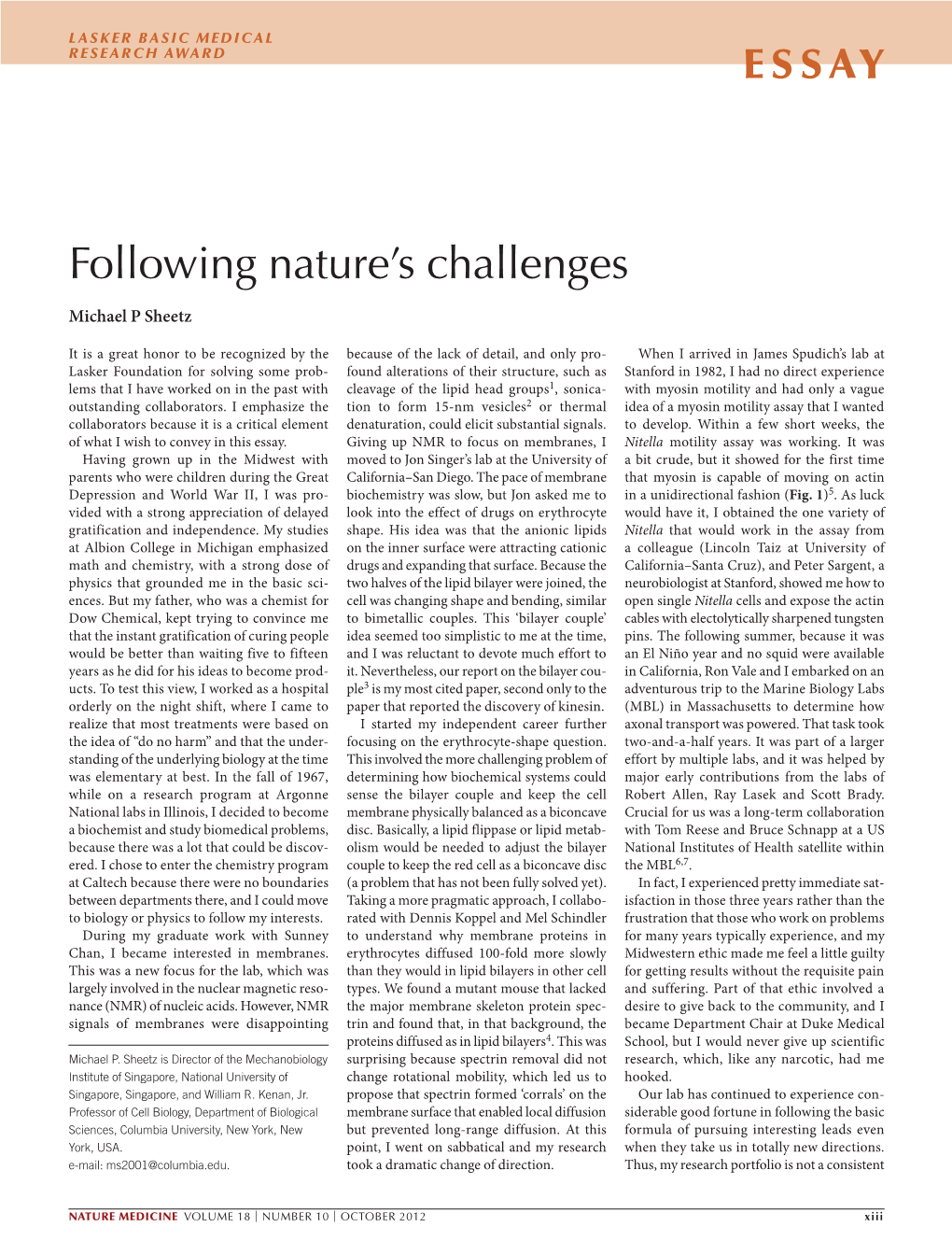 Following Nature's Challenges