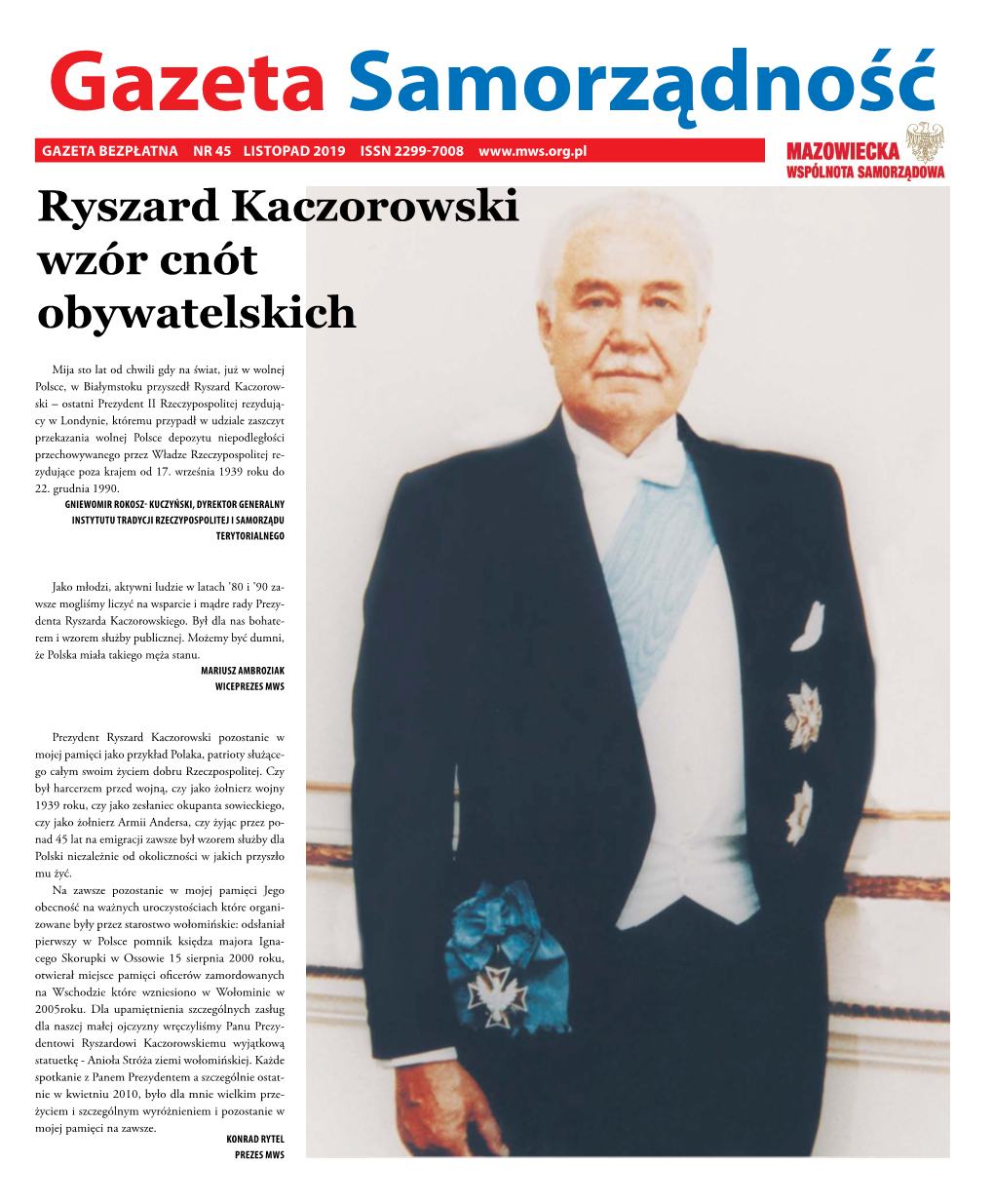 Ryszard Kaczorowski Wzór Cnót Obywatelskich