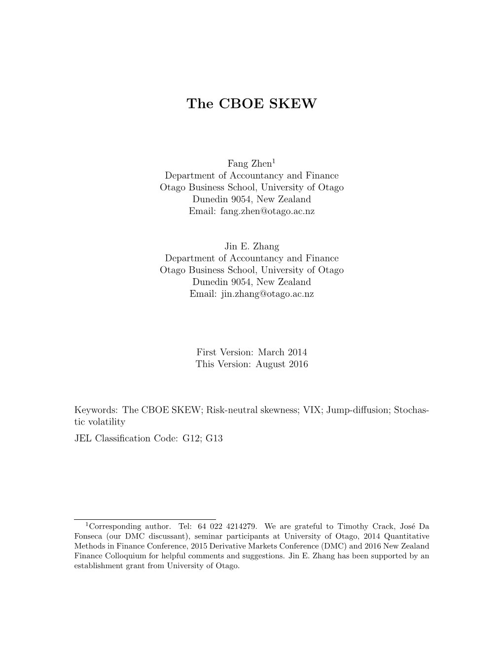 The CBOE SKEW