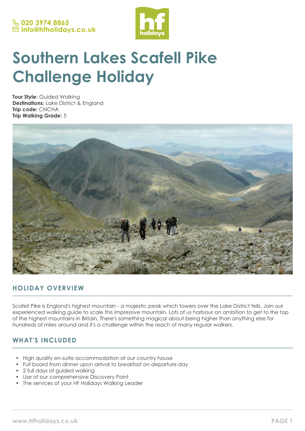 Southern Lakes Scafell Pike Challenge Holiday