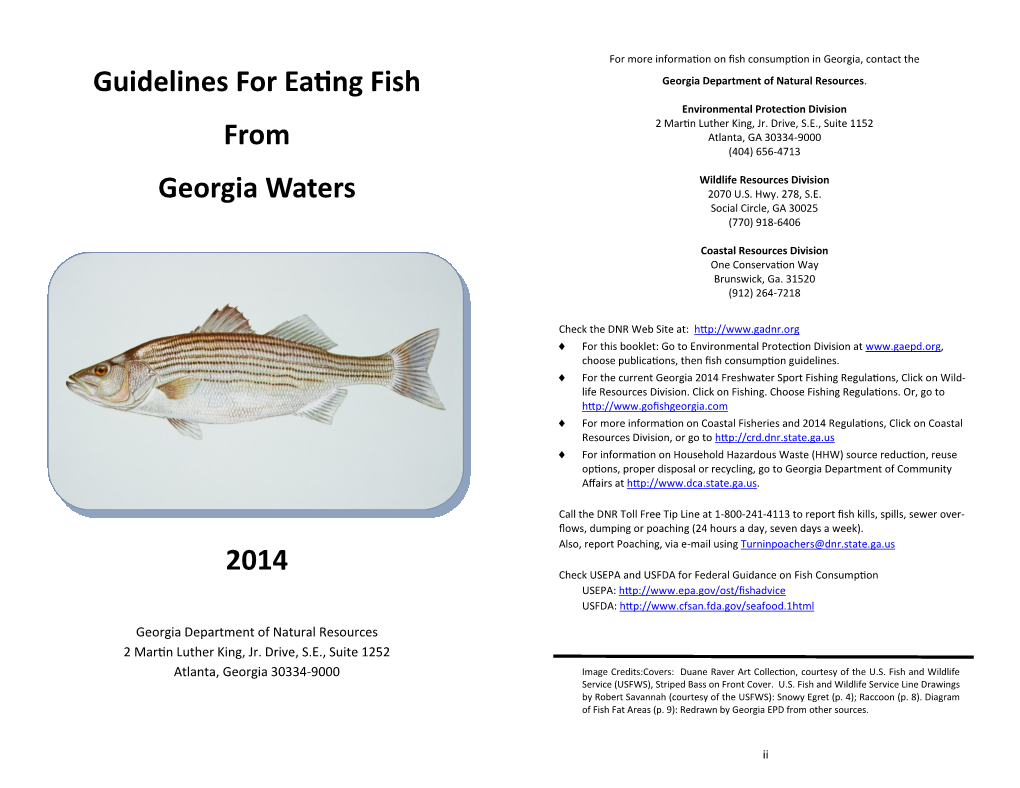 Guidelines for Eating Fish from Georgia Waters 2014
