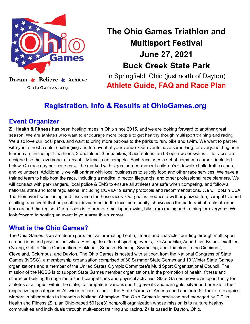 2021 Ohio Games Triathlon & Multisport Festival at Buck Creek