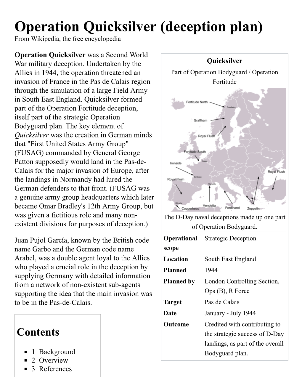 Operation Quicksilver (Deception Plan) from Wikipedia, the Free Encyclopedia