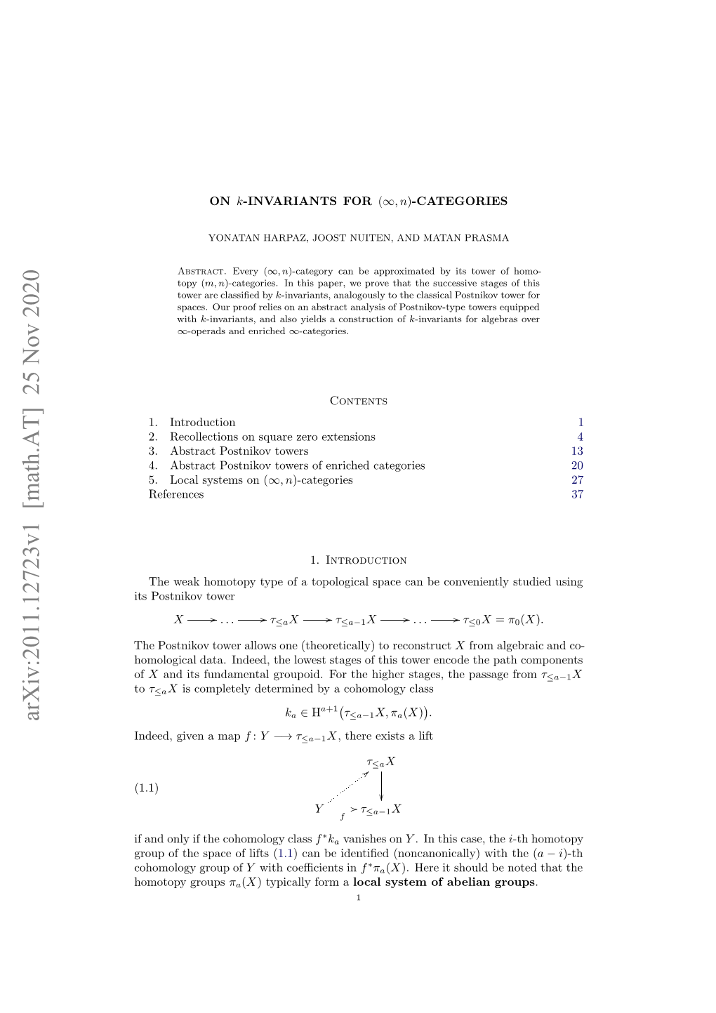 Arxiv:2011.12723V1 [Math.AT]