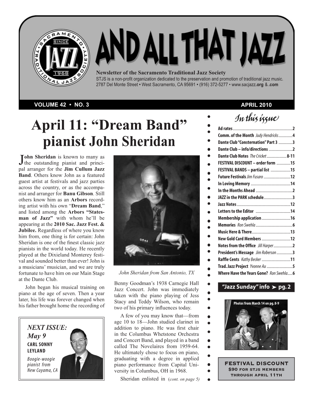 April 11: “Dream Band” Pianist John Sheridan