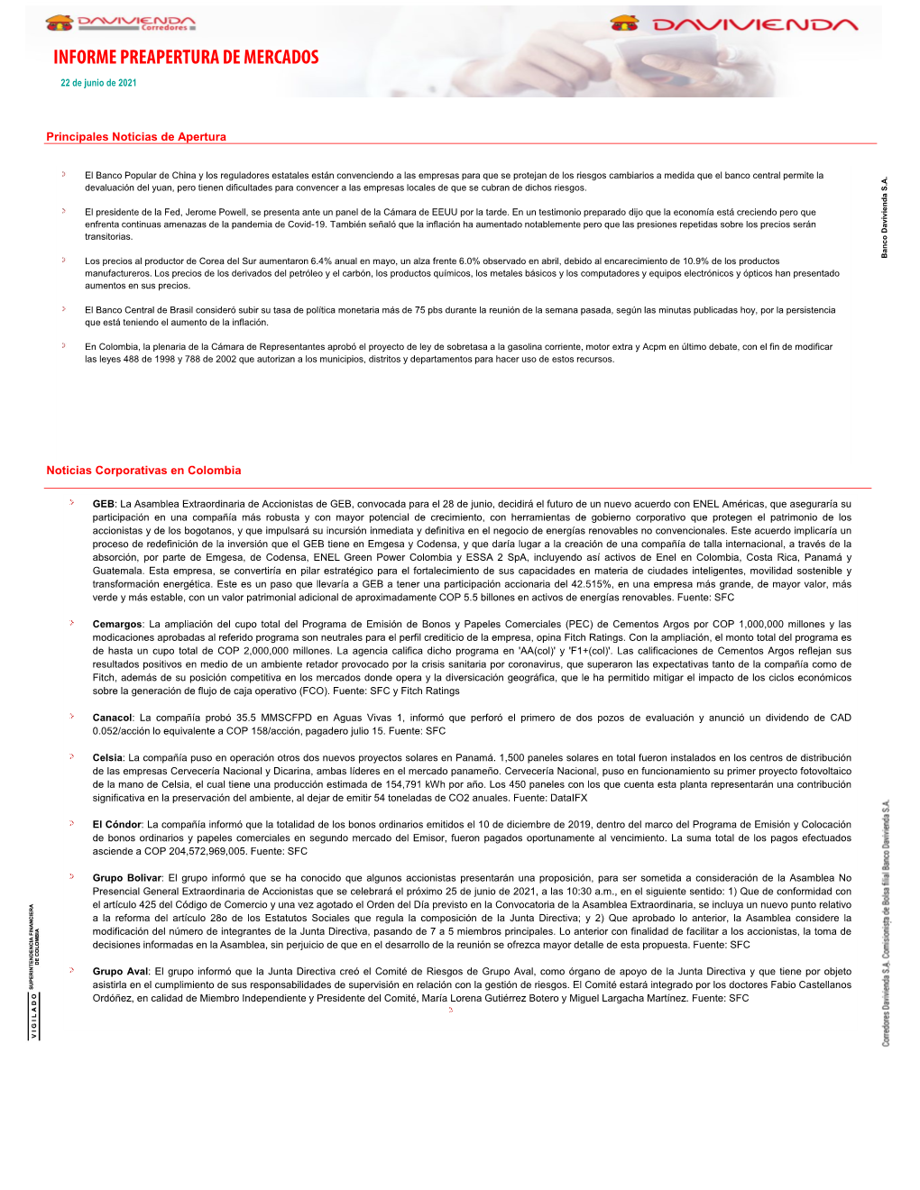 Informe Preapertura De Mercados