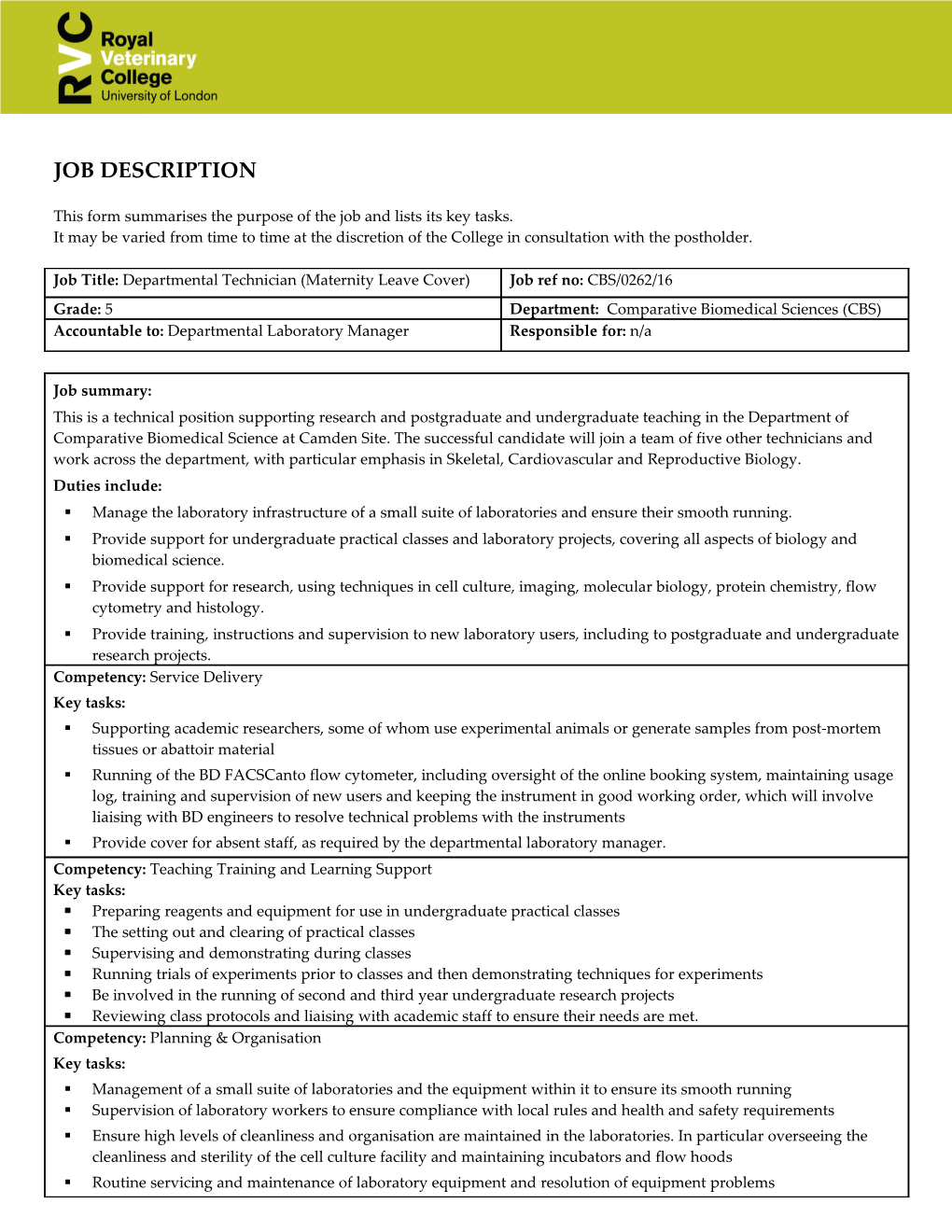 This Form Summarises the Purpose of the Job and Lists Its Key Tasks s2