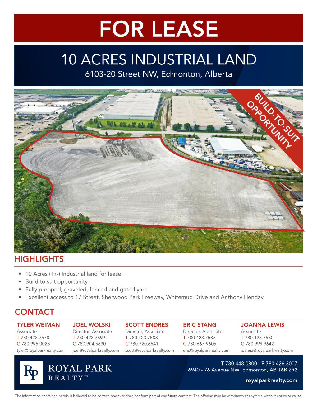 FOR LEASE 10 ACRES INDUSTRIAL LAND 6103-20 Street NW, Edmonton, Alberta