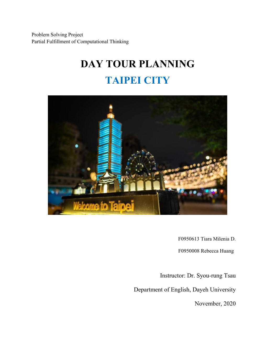 Day Tour Planning Taipei City