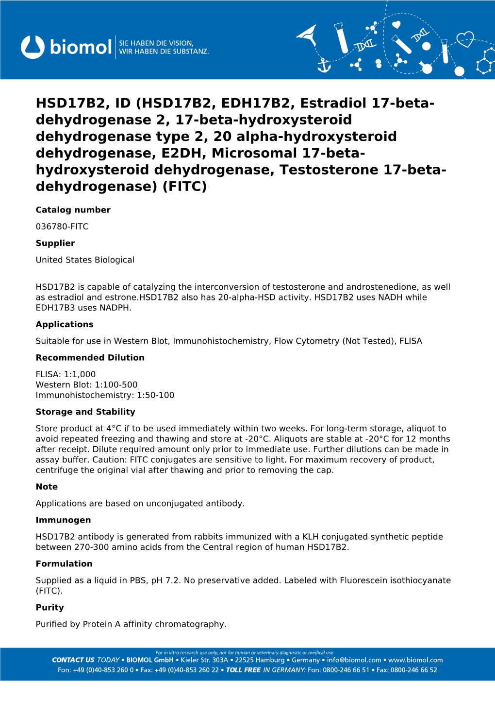 Usbiological Datasheet