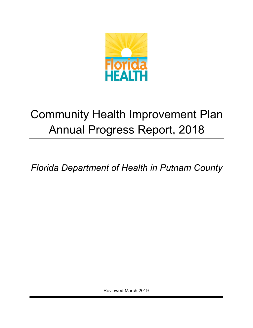 Community Health Improvement Plan Annual Progress Report, 2018