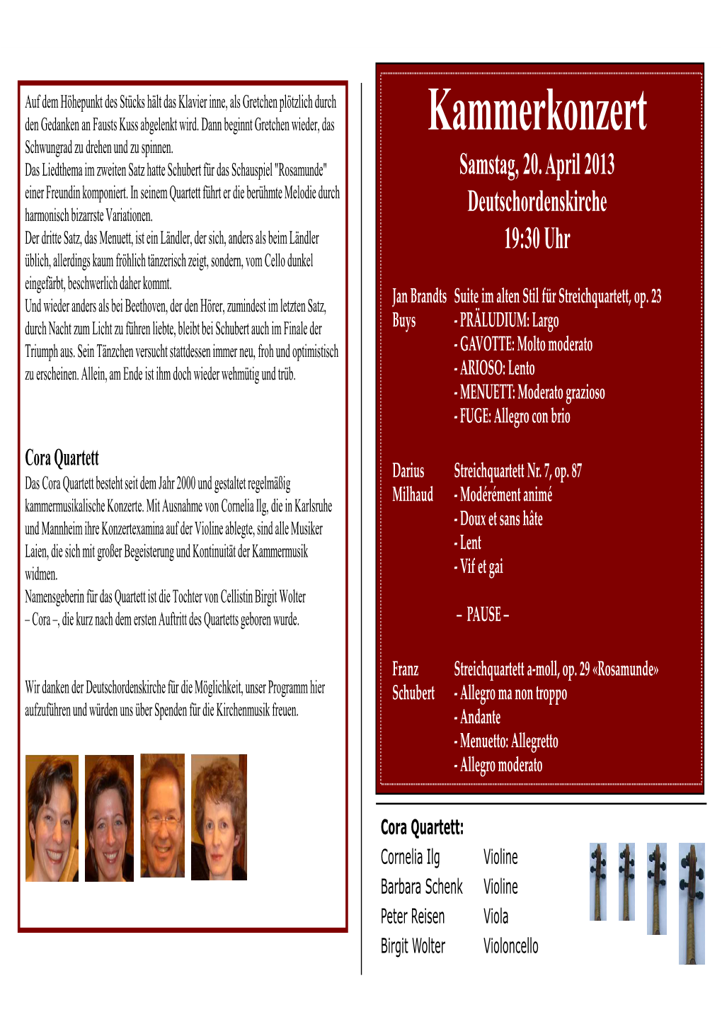 2013 Kammerkonzert Program