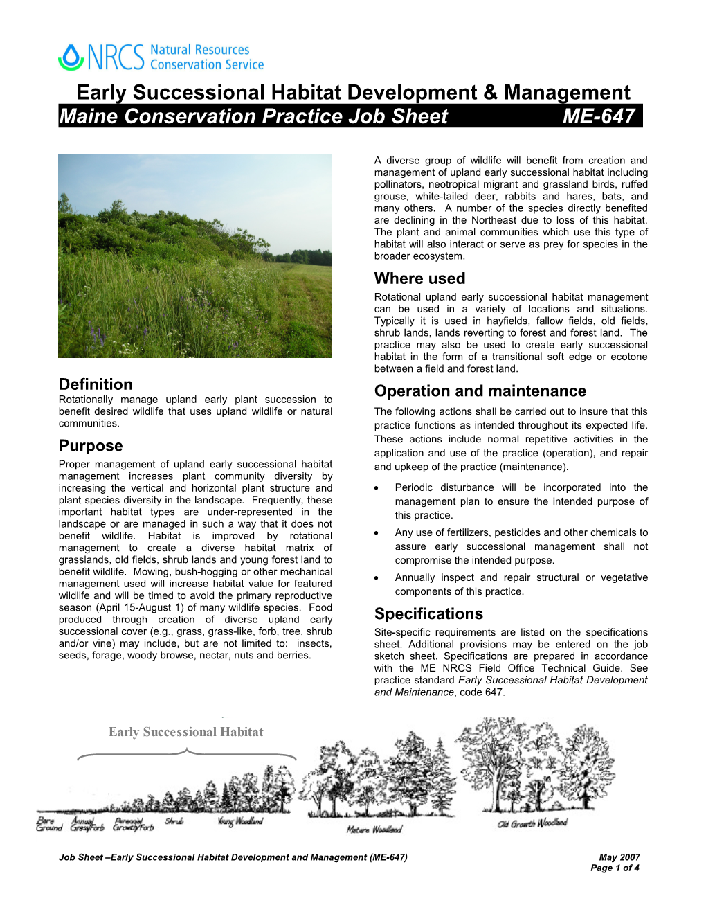 Early Successional Habitatdevelopment & Management
