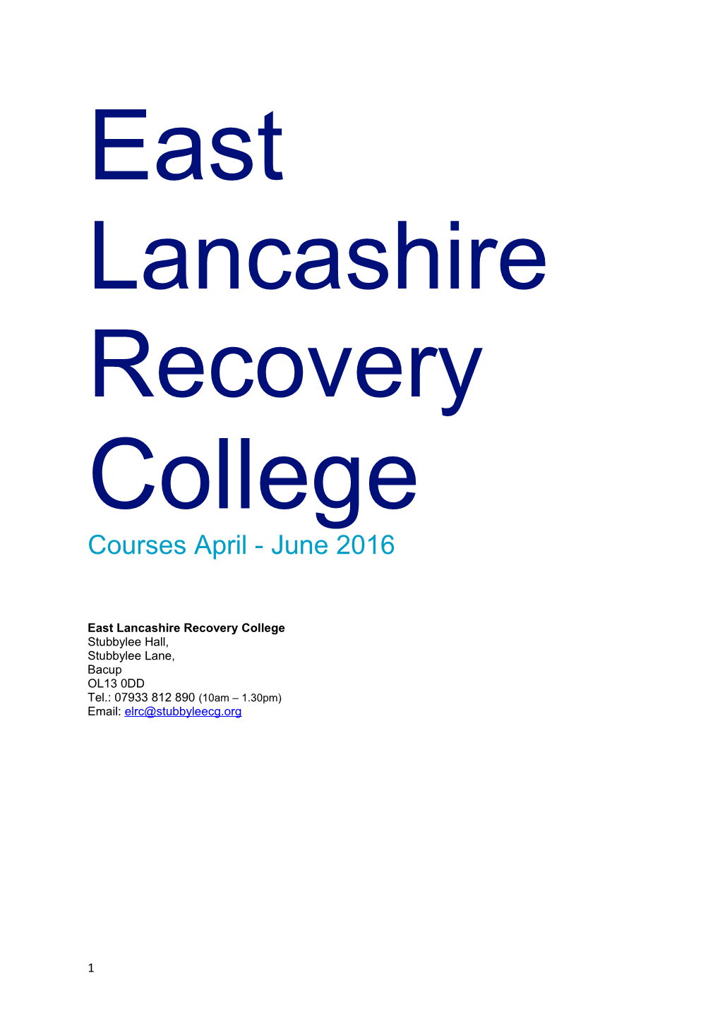 East Lancashire Recovery College