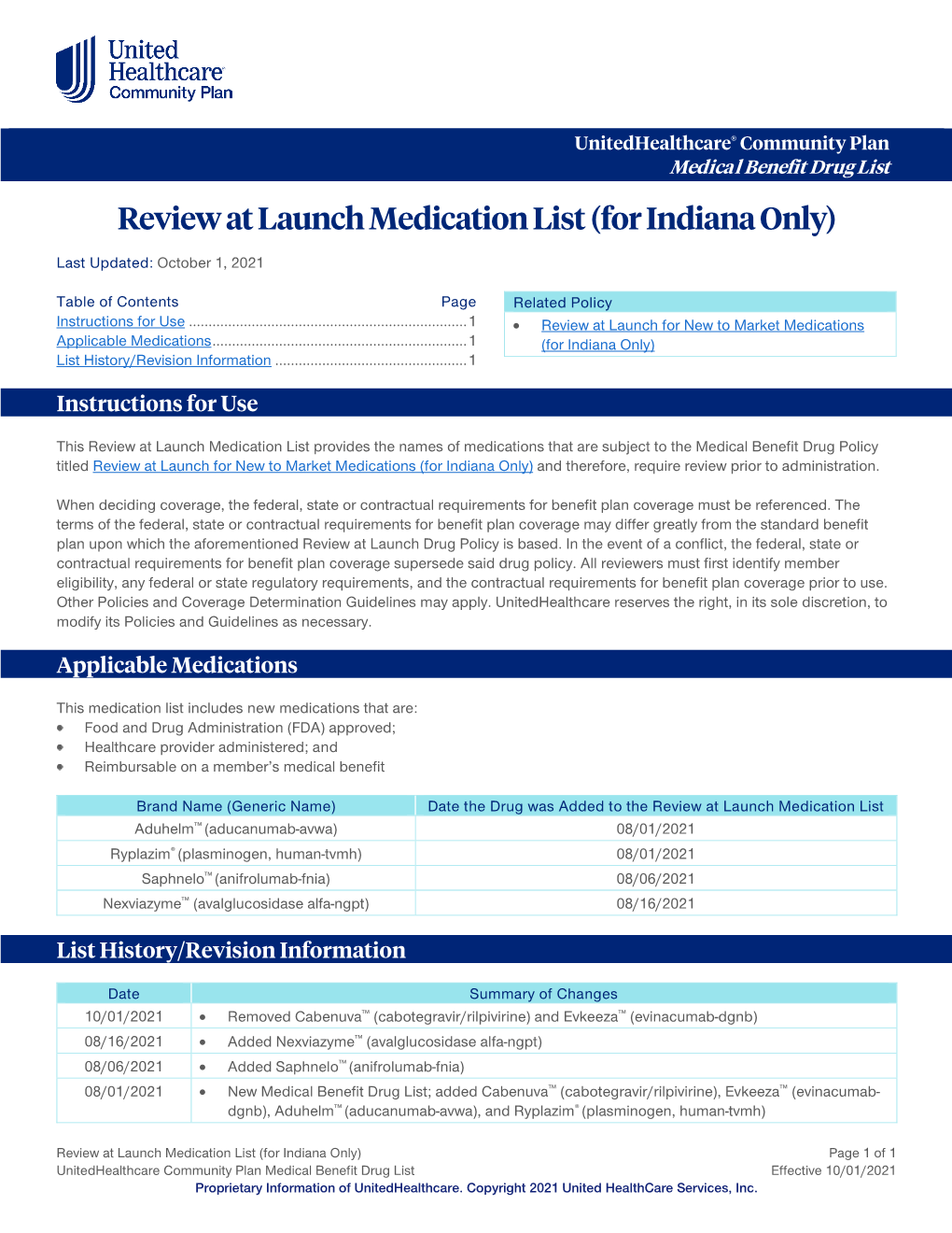 Review at Launch Medication List (For Indiana Only)