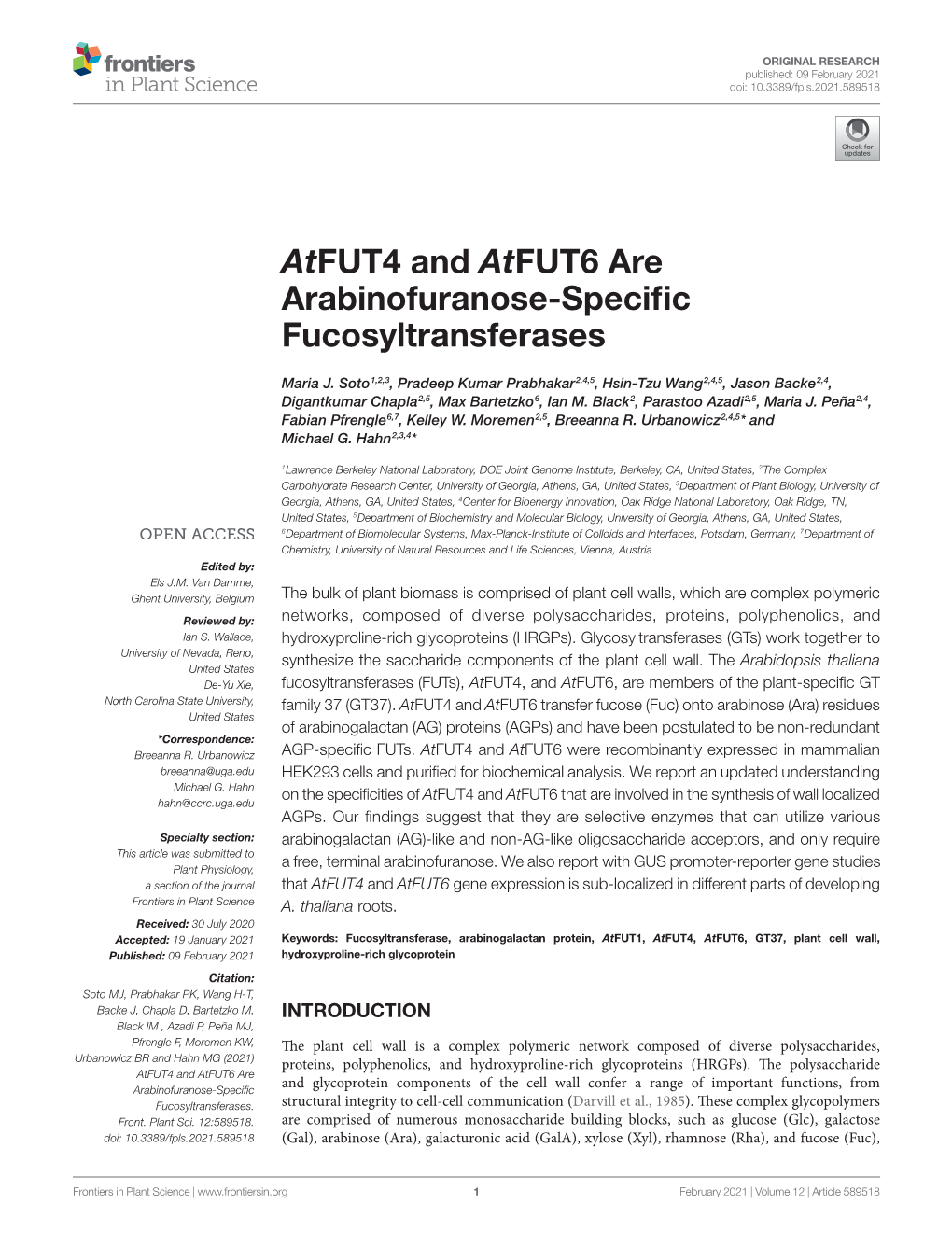 ﻿At﻿FUT4 and ﻿At﻿FUT6 Are Arabinofuranose-Specific