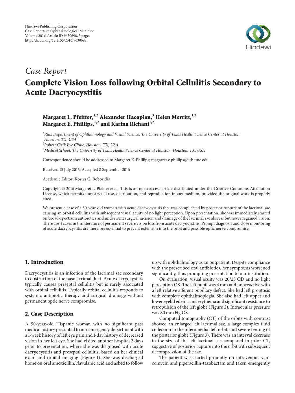 Complete Vision Loss Following Orbital Cellulitis Secondary to Acute Dacryocystitis