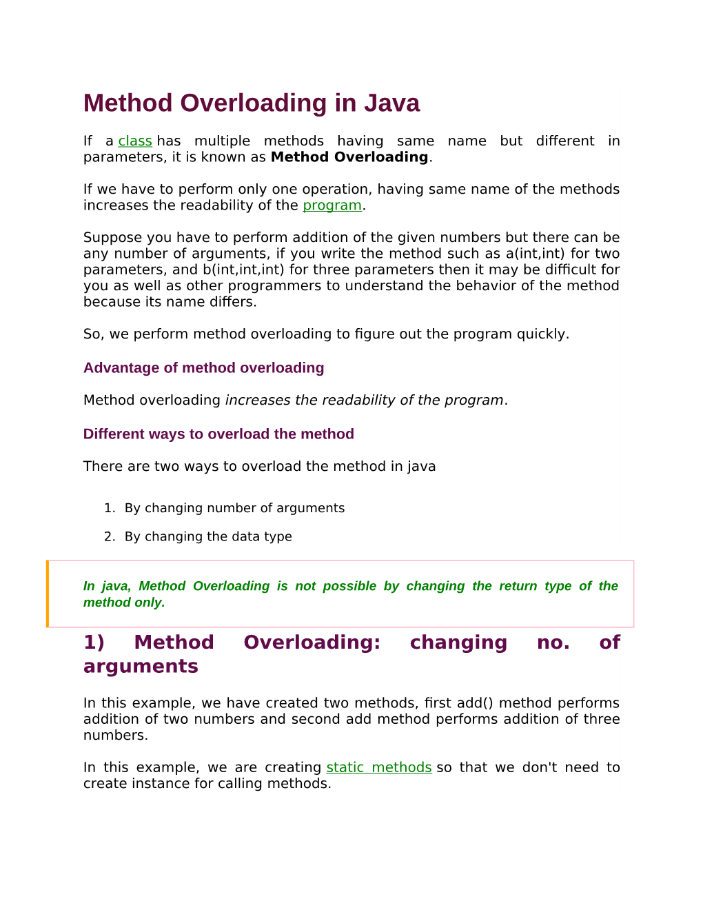 Method Overloading and Method Overriding