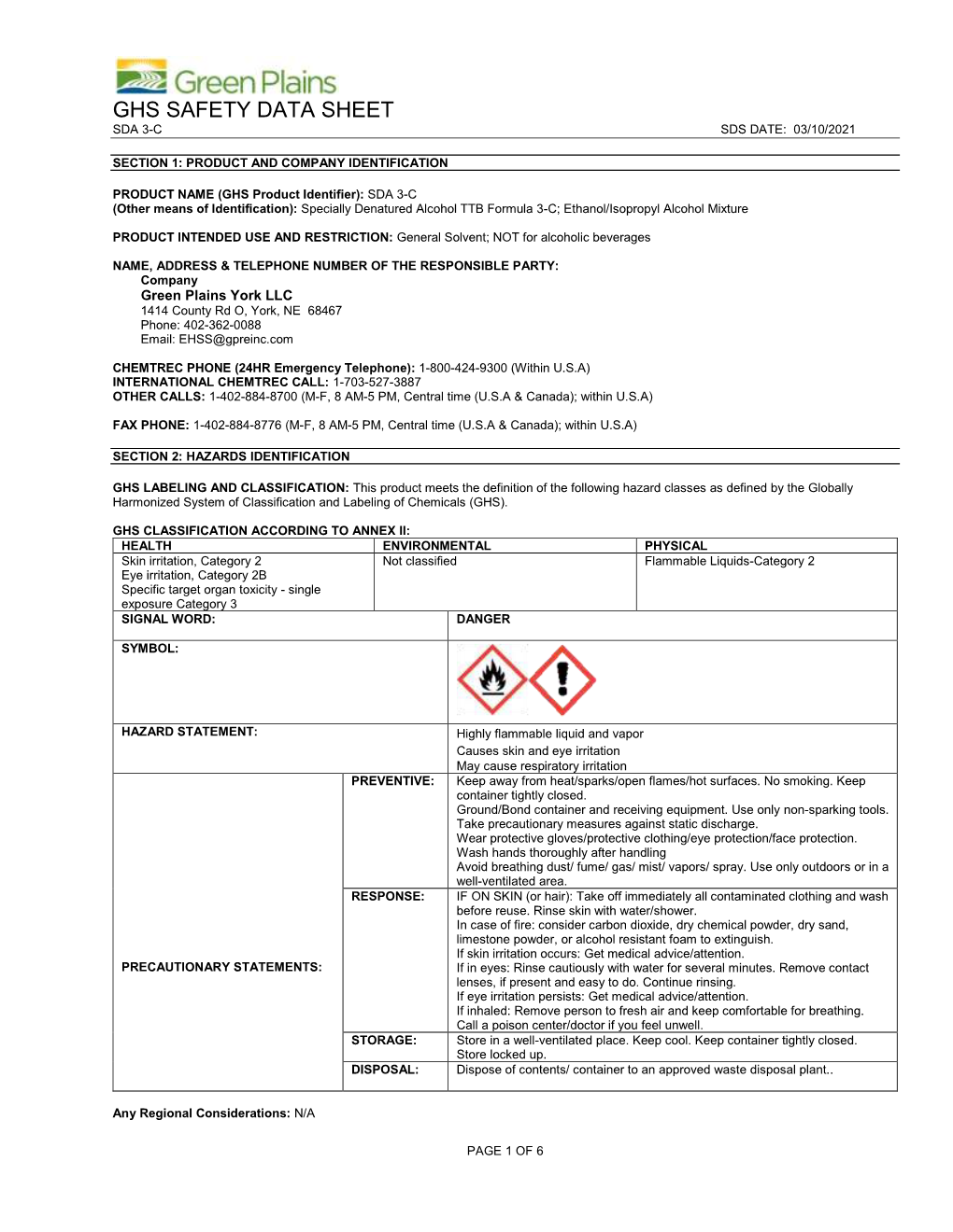 Specially Denatured Alcohol TTB Formula 3-C; Ethanol/Isopropyl Alcohol Mixture