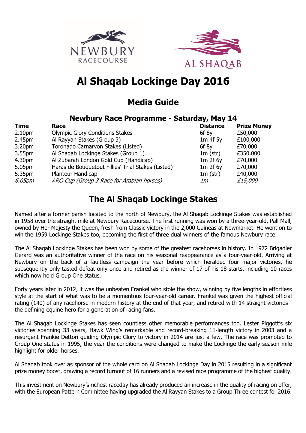 Al Shaqab Lockinge Day 2016