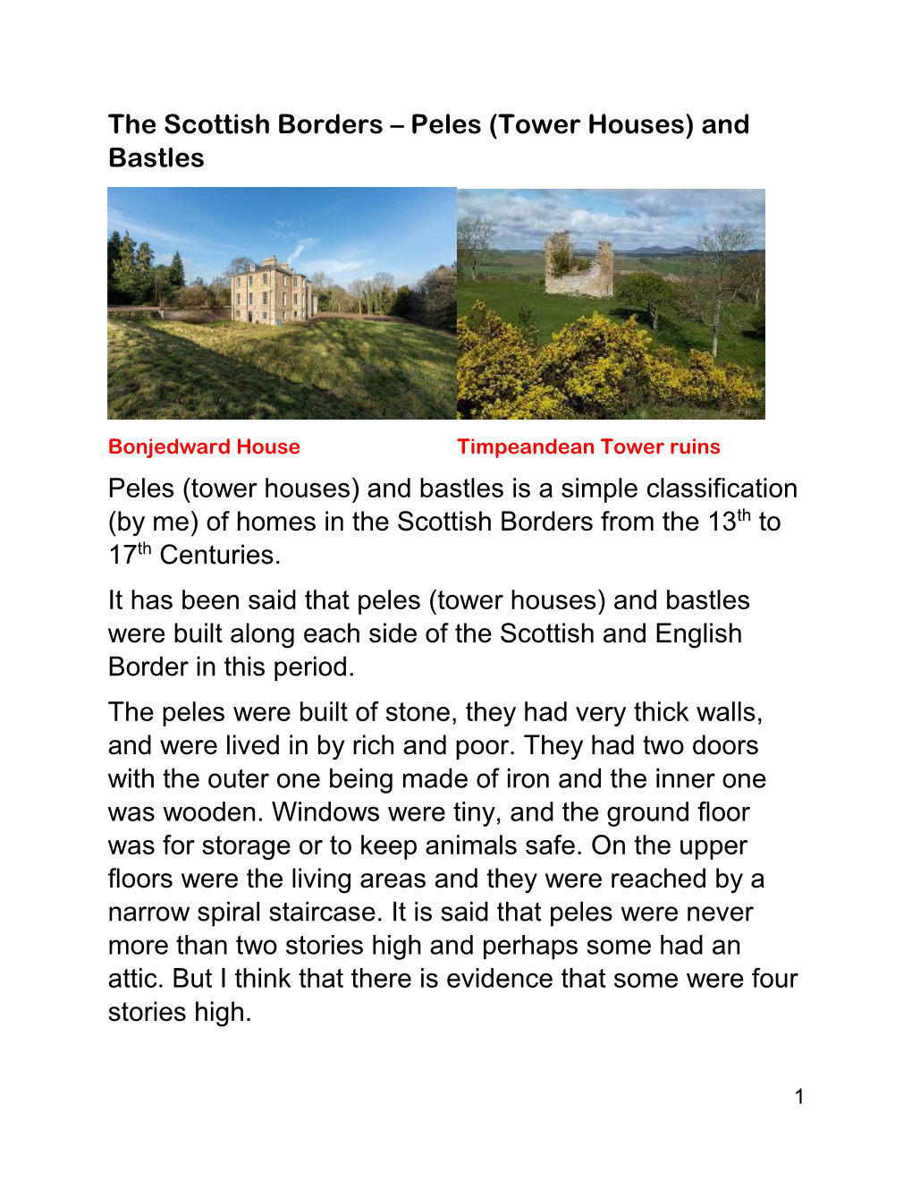 Peles, Towers and Bastles of the Scottish Borders