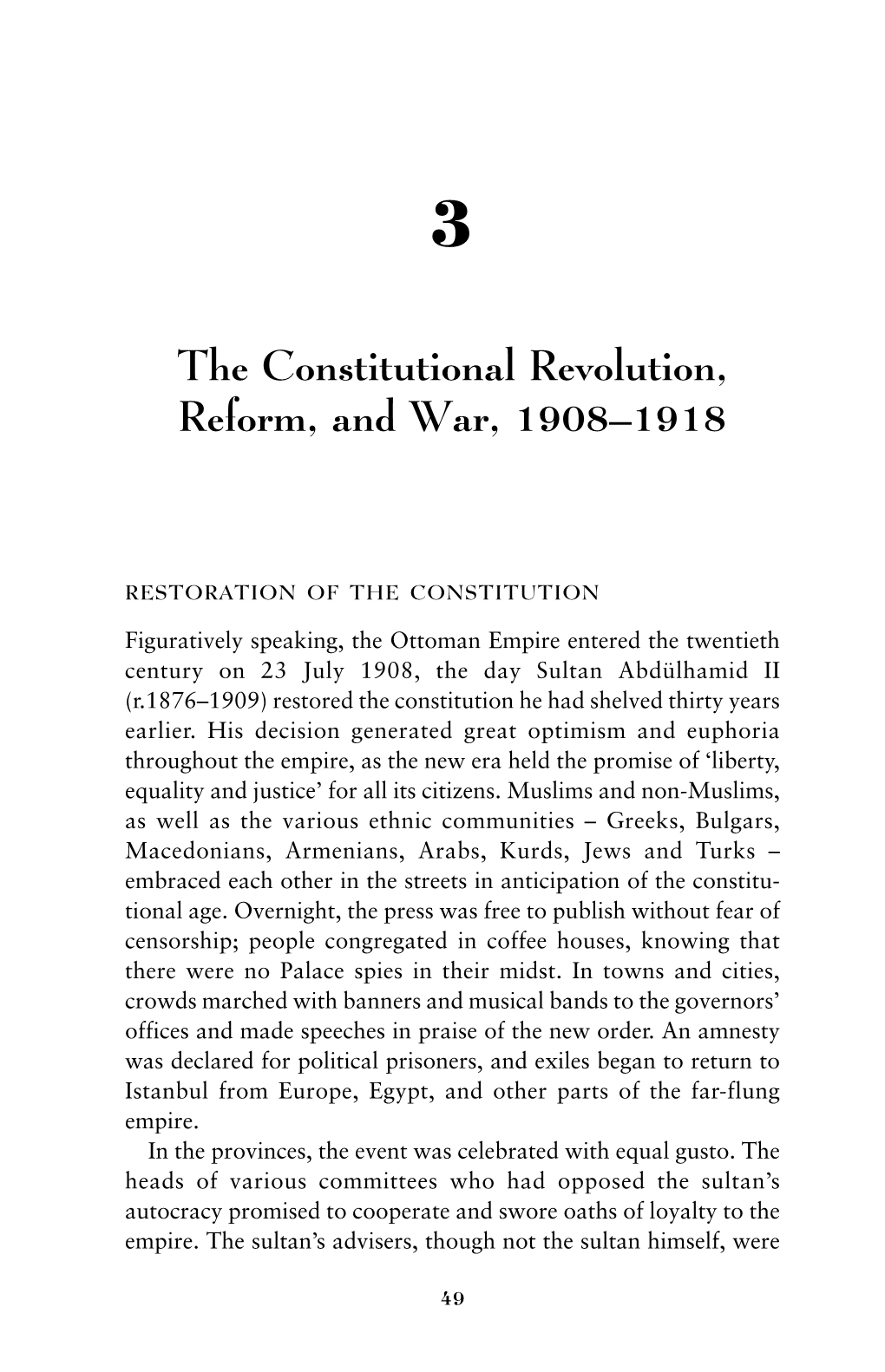 The Constitutional Revolution, Reform, and War, 1908–1918